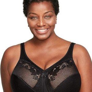 Glamorise Women's Full Figure Wirefree Minimizer Support Bra #1003 Black